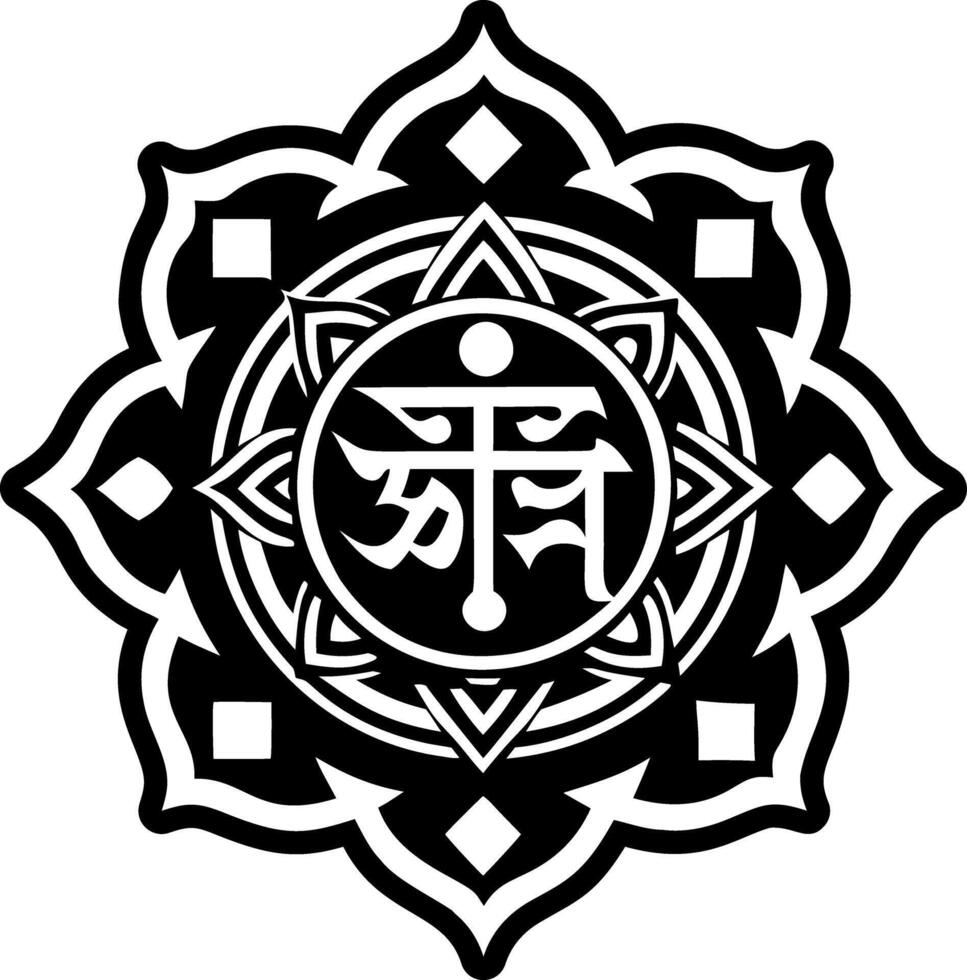 A filled style icon of tibetan sign tattoo vector