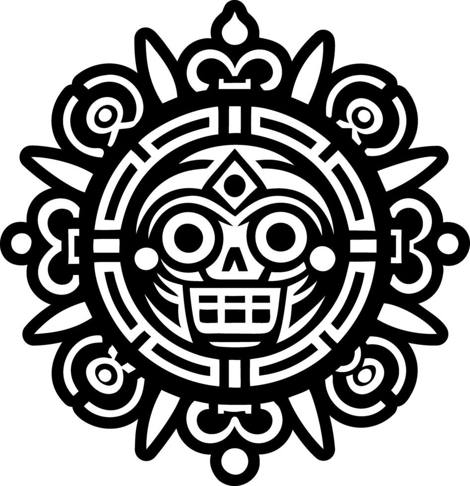 A glyph style icon of aztec mask tattoo vector