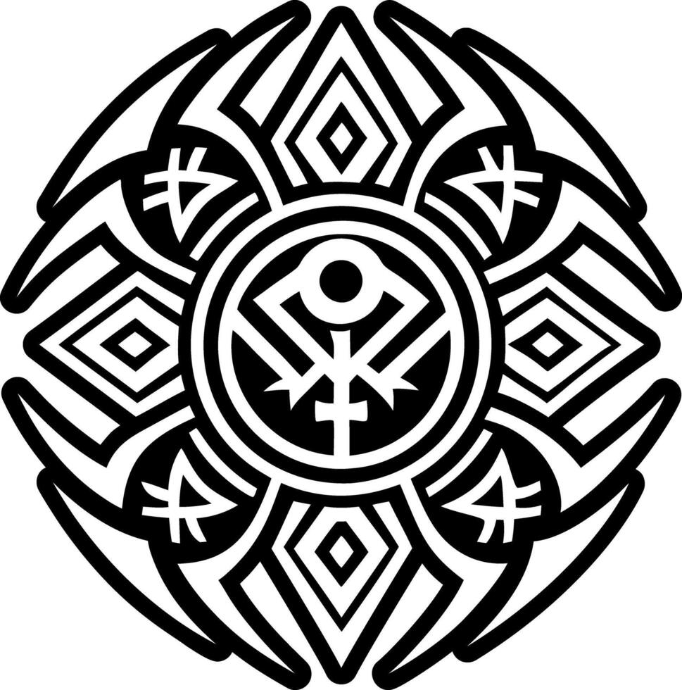 A solid style icon of tribal art tattoo vector