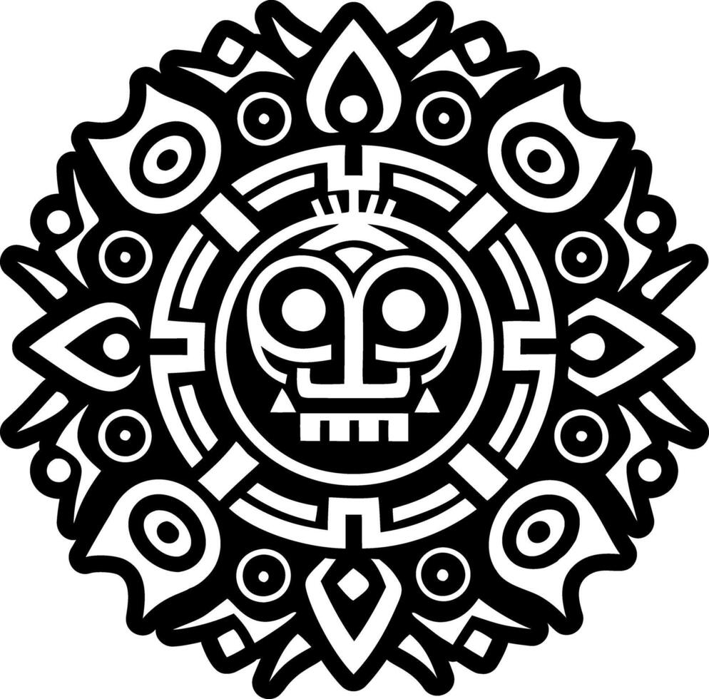 A solid style icon of mayan wheel symbol vector
