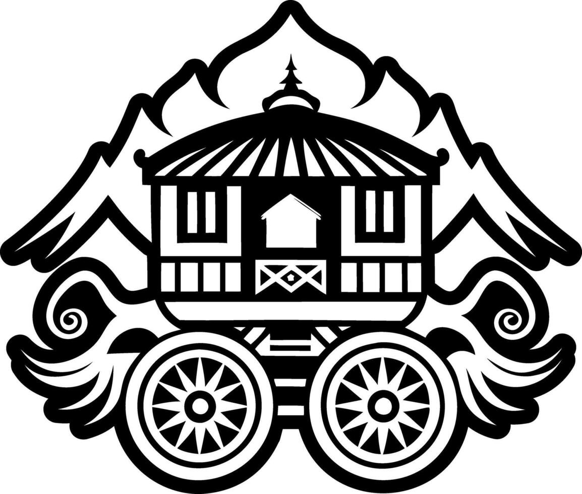 A filled style icon of carriage tattoo vector