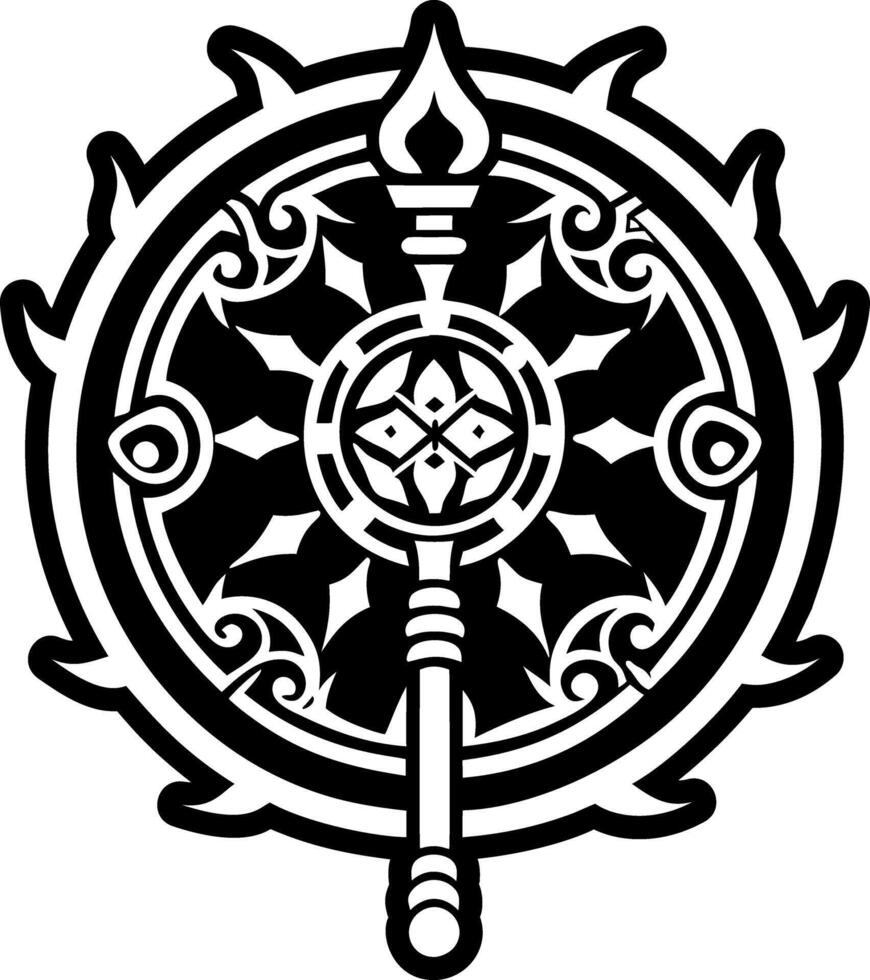 A solid style icon of sacred staff symbol vector