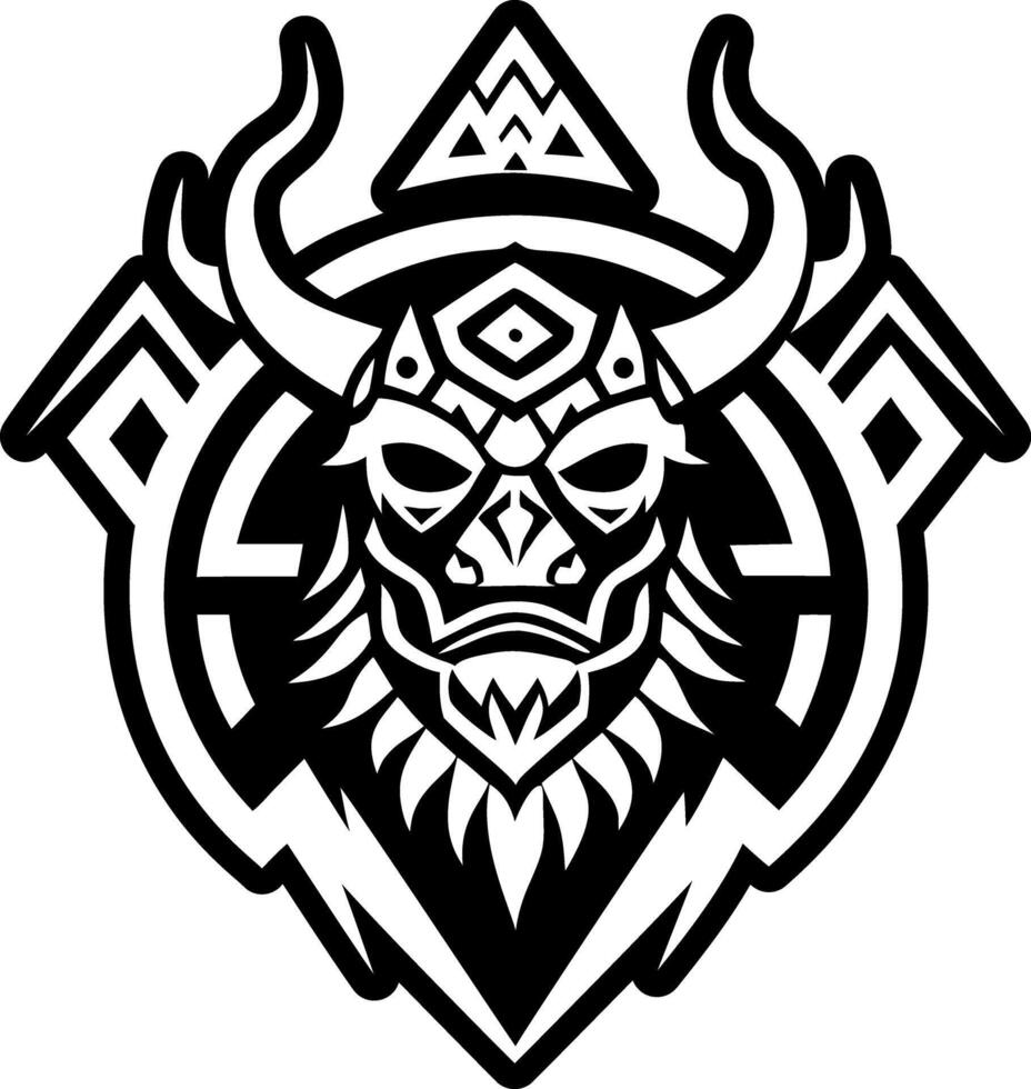 A solid style icon of mountain guardian tattoo vector