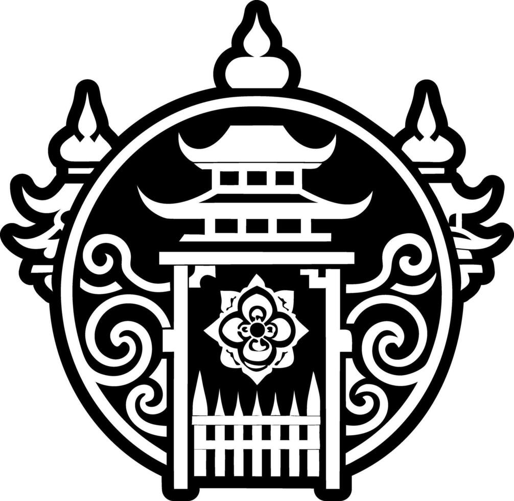 A solid style icon of monastery gate tattoo vector