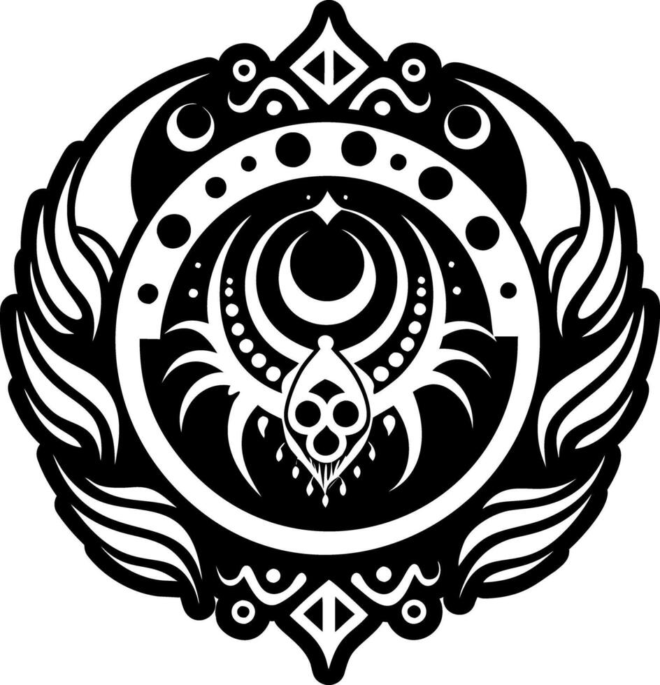 A filled style icon of shaman moon tattoo vector