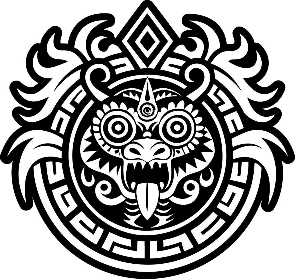 A filled style icon of aztec idol tattoo vector