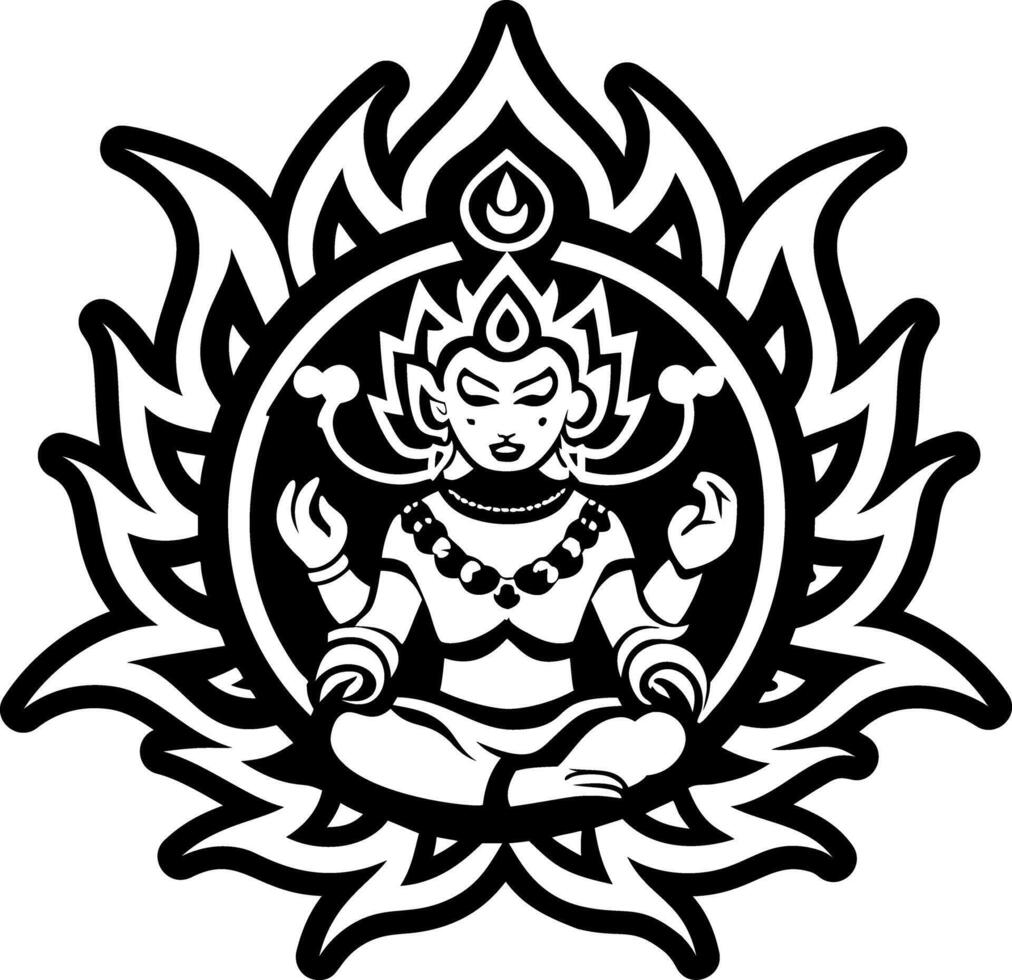 A filled style icon of tibetan god tattoo vector