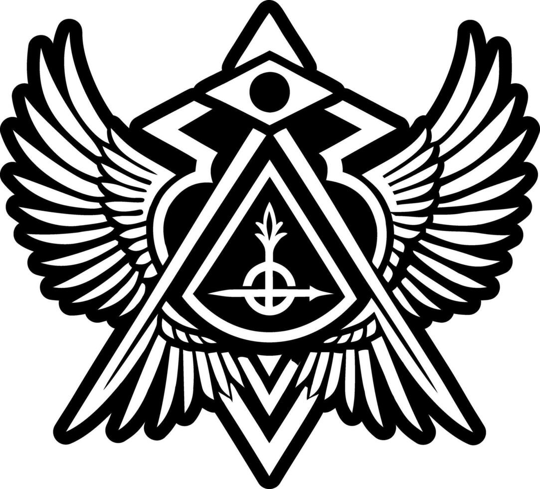 A glyph style icon of angel masonic symbol vector