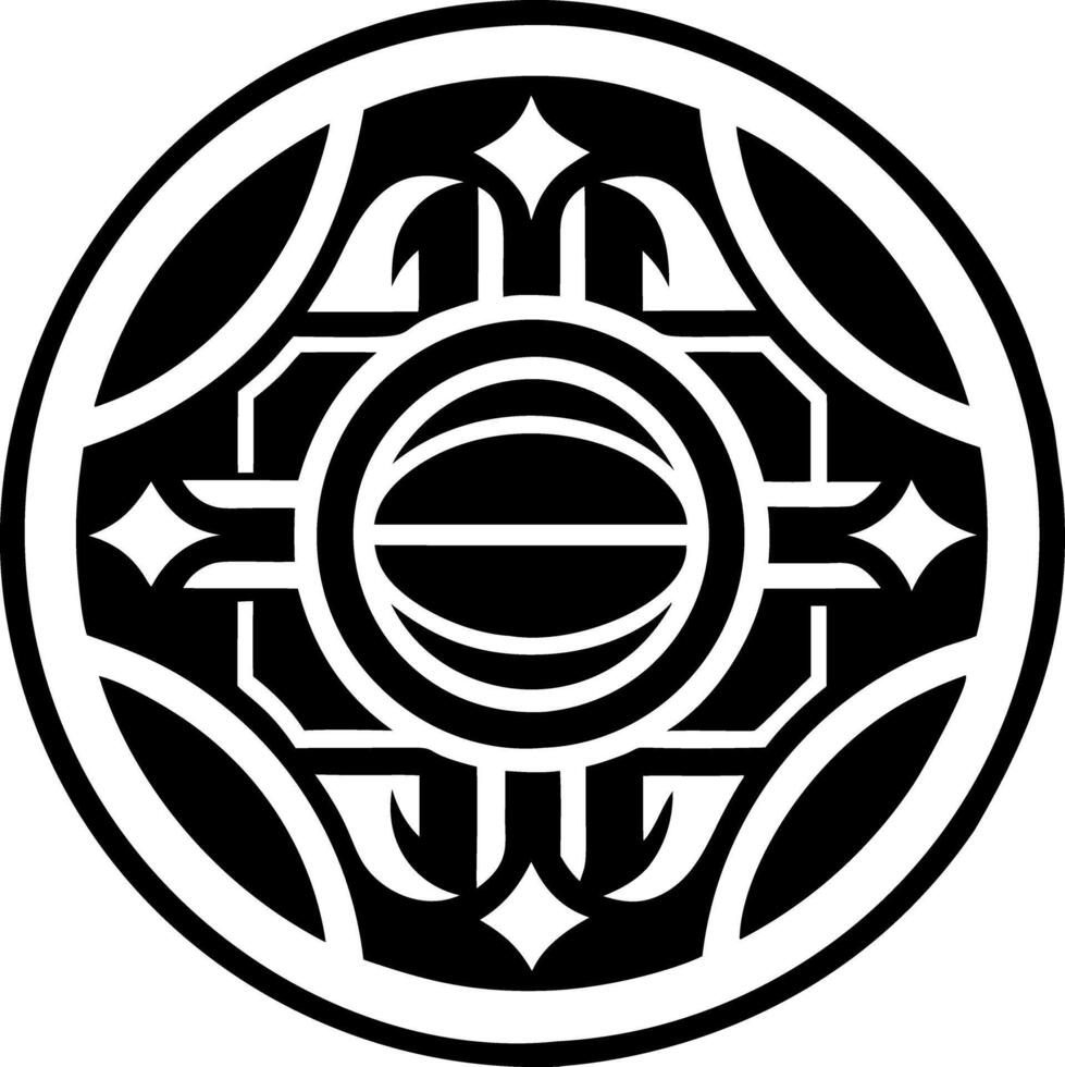 A solid style icon of mayan ballcourt symbol vector
