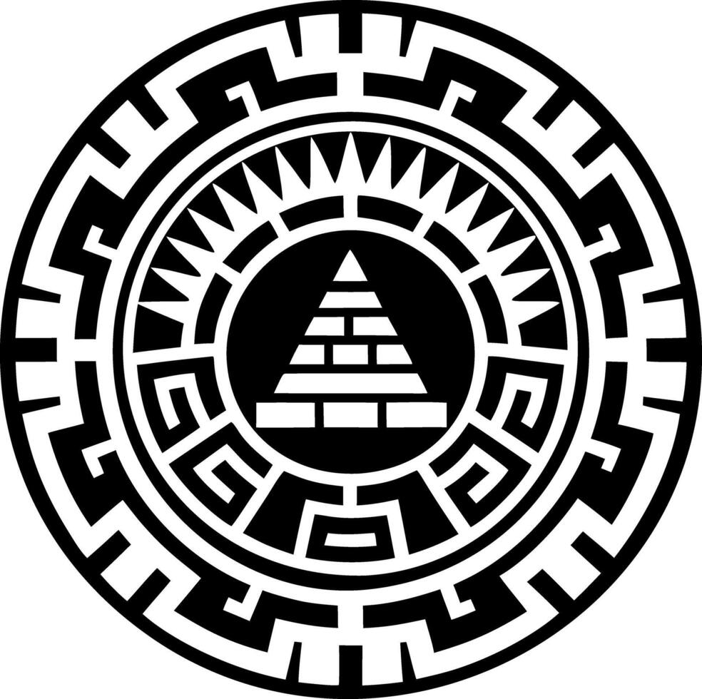 A filled style icon of mayan pyramid tattoo vector