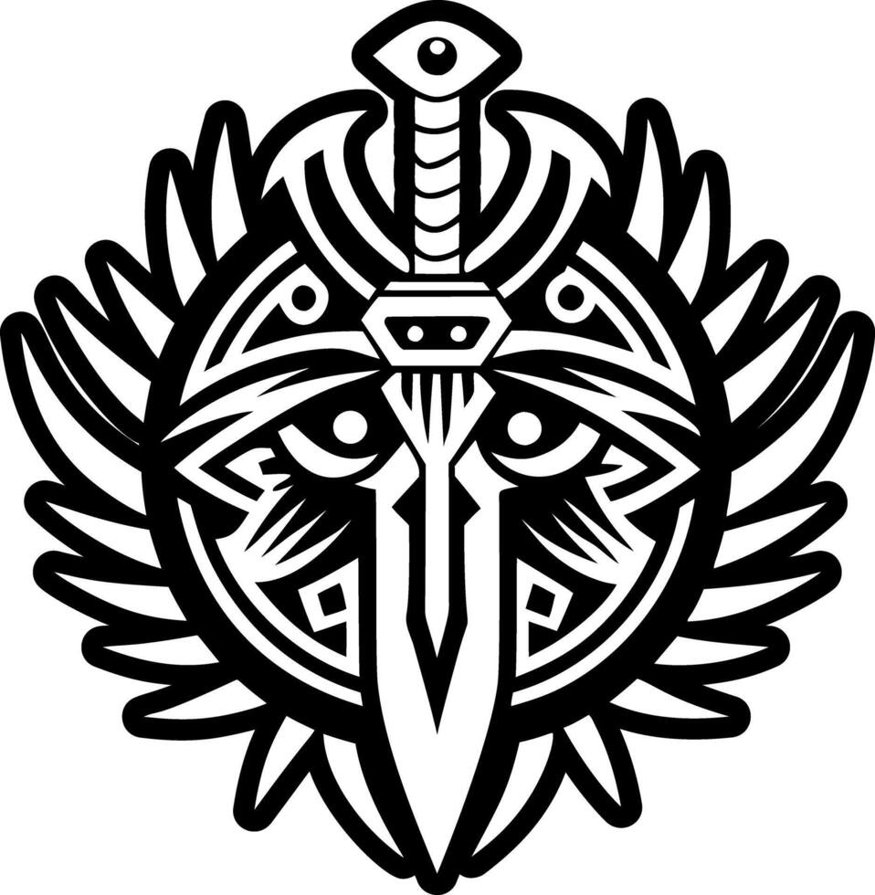 A solid style icon of sword tattoo vector