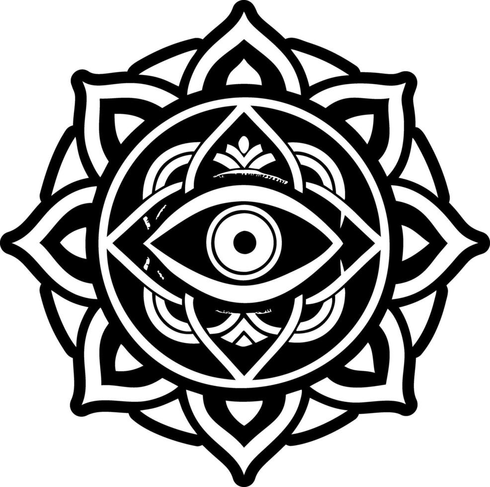 A filled style icon of third eye tattoo vector