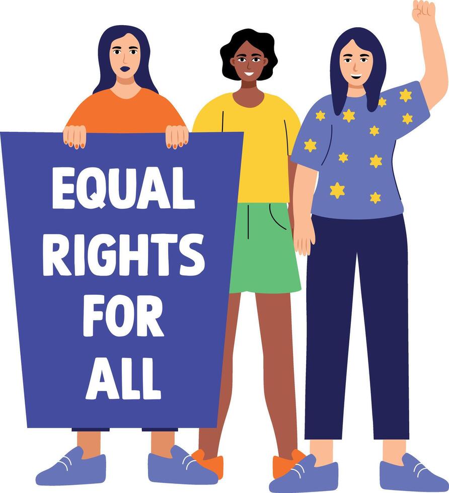 Women protesting for equal rights, flat style illustration vector