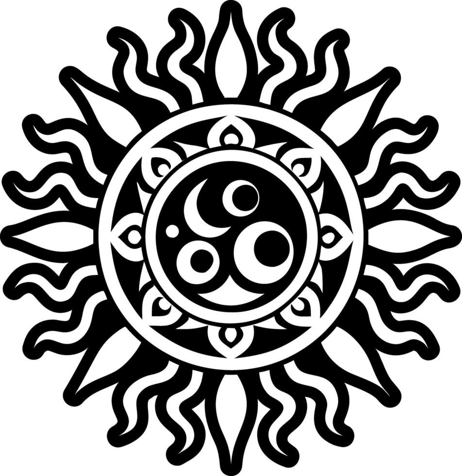 A solid style icon of sun disc tattoo vector