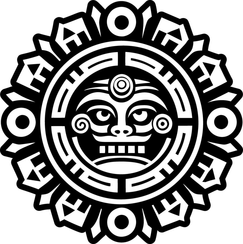 A filled style icon of aztec deity tattoo vector