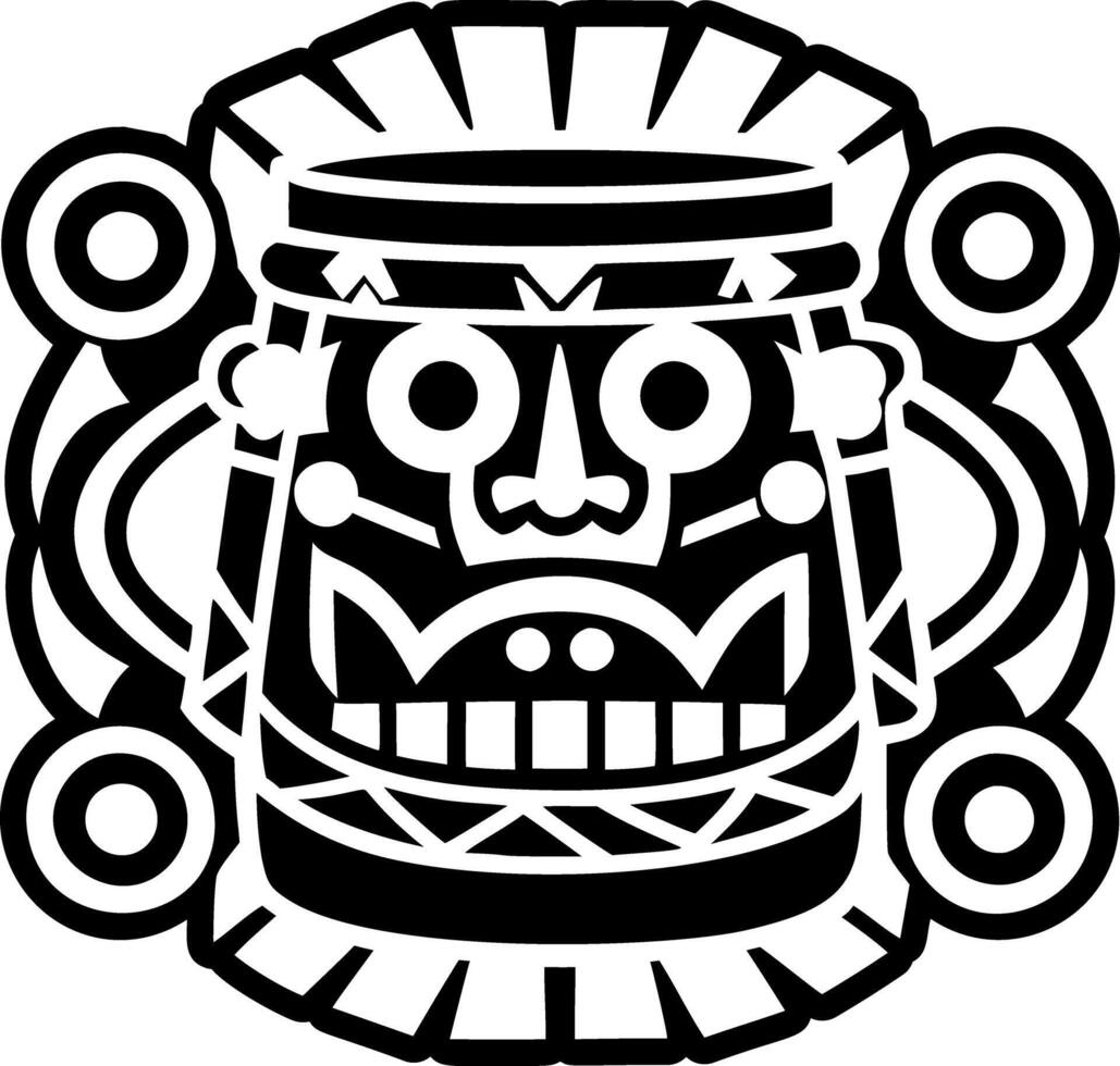 A solid style icon of aztec drum tattoo vector
