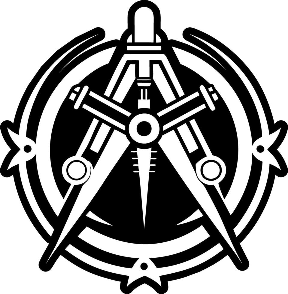 A glyph style icon of drawing compass symbol vector