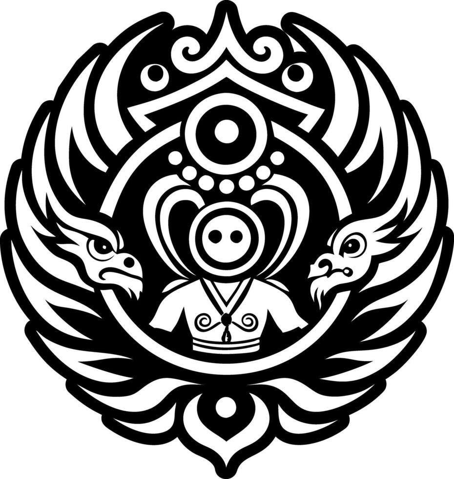 A solid style icon of mystic twin tattoo vector