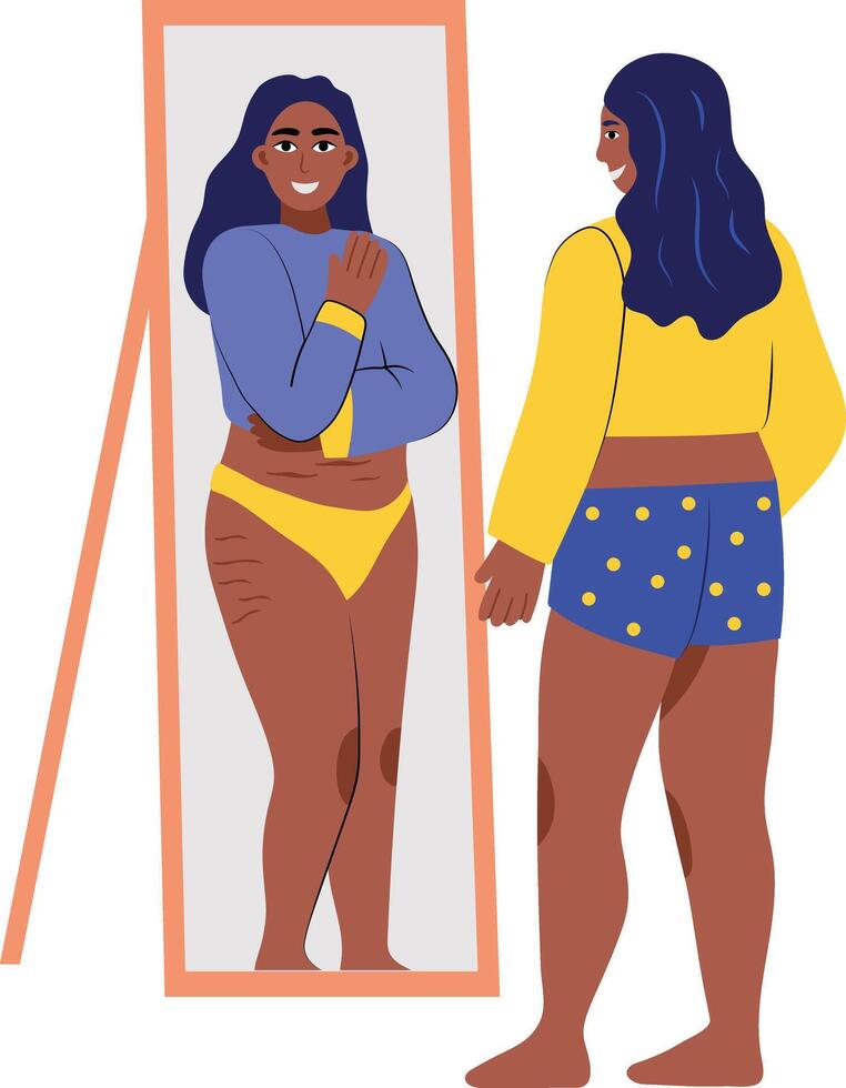 Self hate woman character illustration in a flat style vector