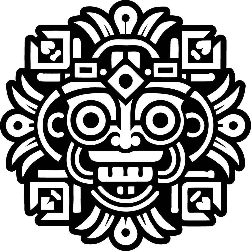 A filled style icon of tzolkin tattoo vector