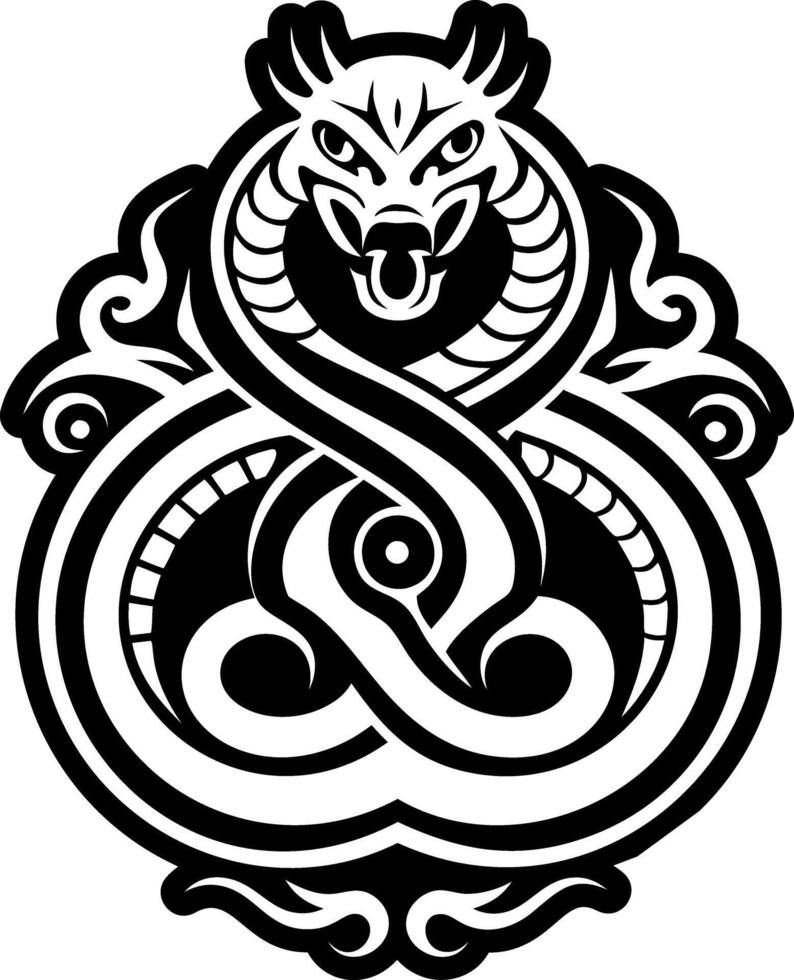 A solid style icon of water snake tattoo vector