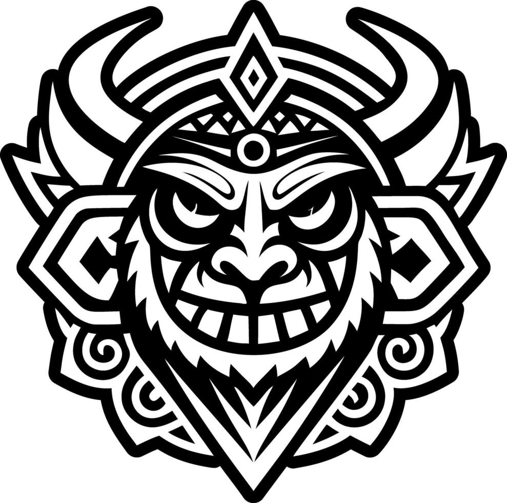 A solid style icon of shaman head symbol vector