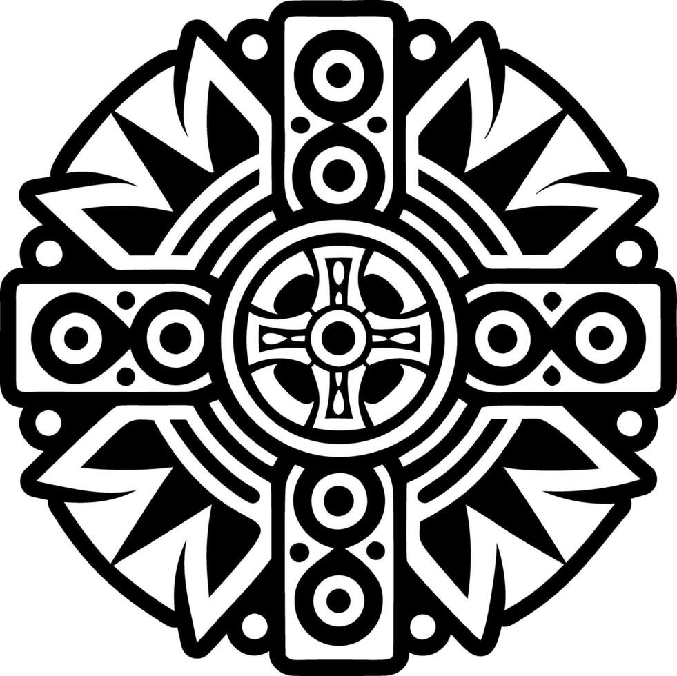 A filled style icon of aztec cross tattoo vector