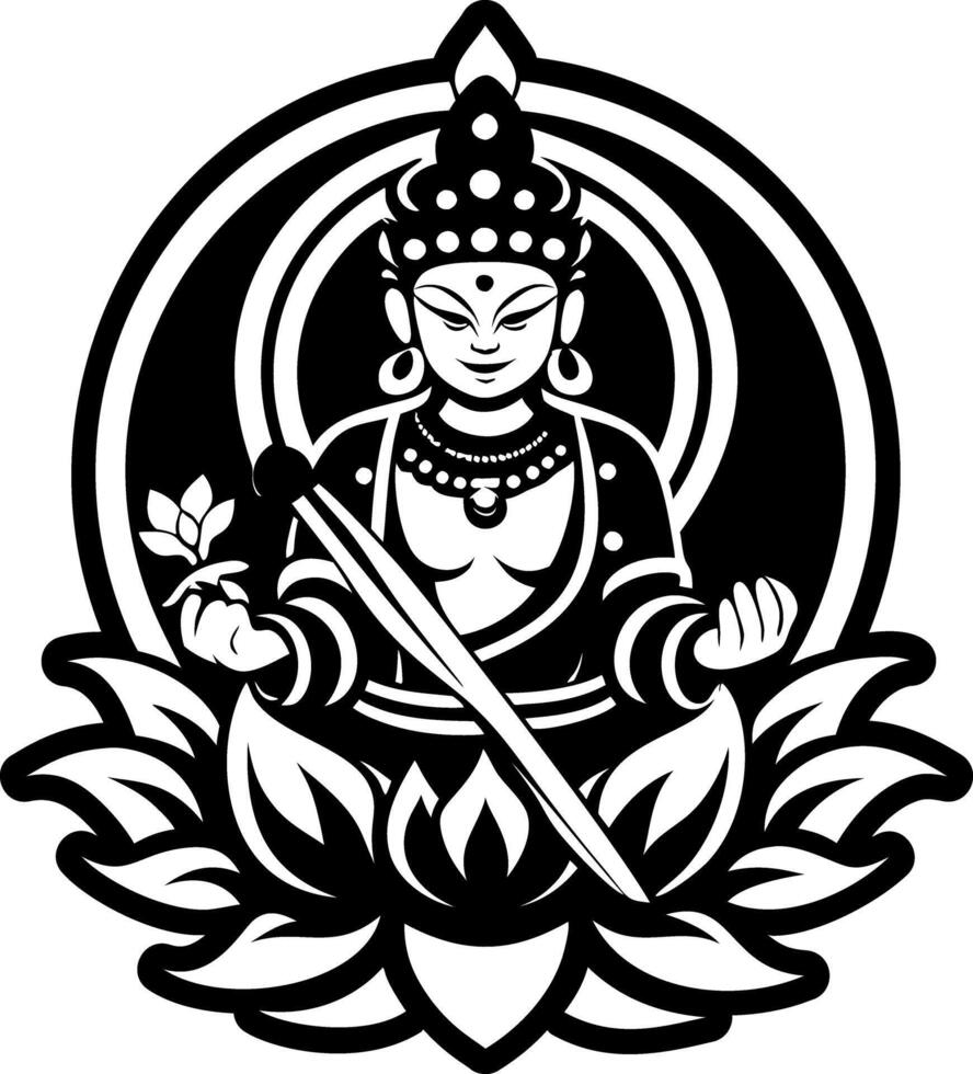 A glyph style icon of manjushri tattoo vector
