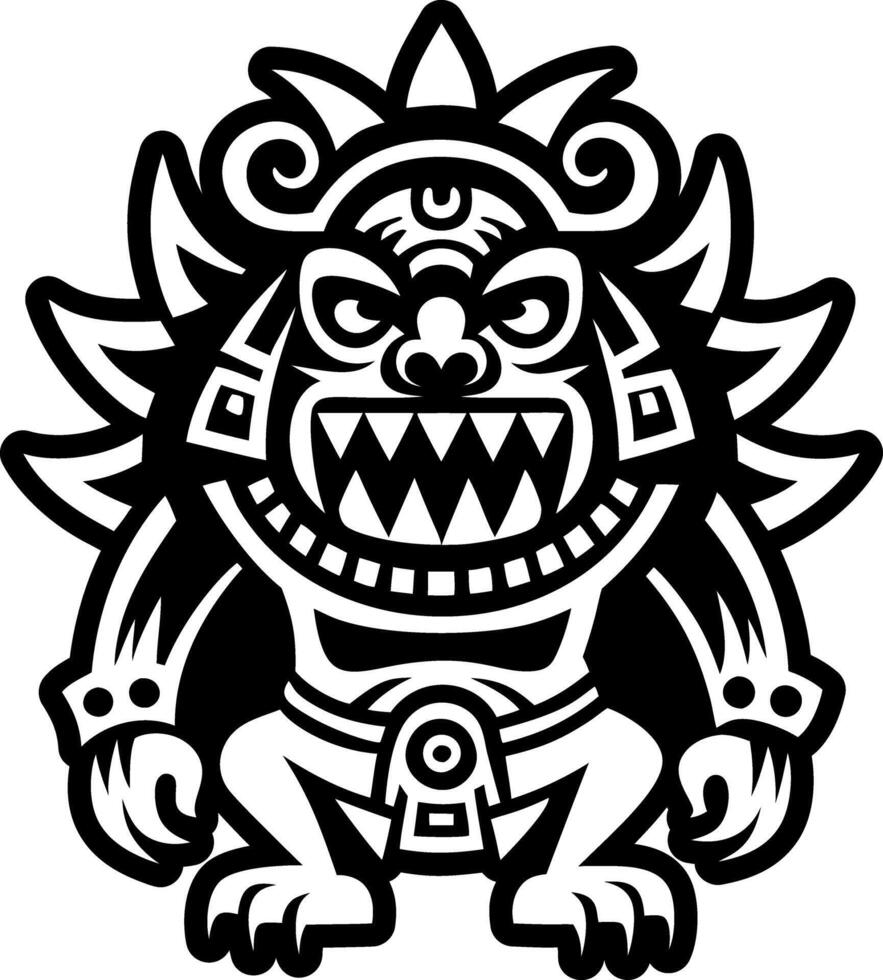 A solid style icon of aztec monster tattoo vector