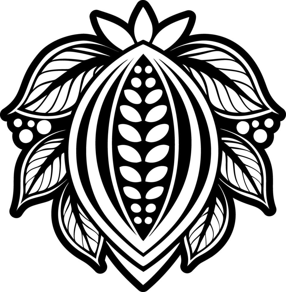 A filled style icon of cocoa pod tattoo vector