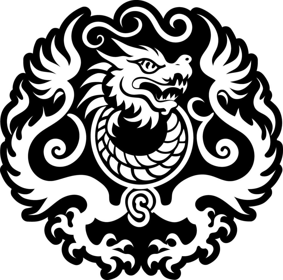 A glyph style icon of celestial dragon symbol vector