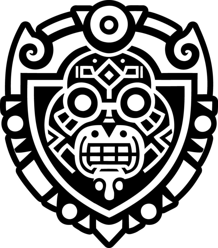 A solid style icon of aztec shield tattoo vector