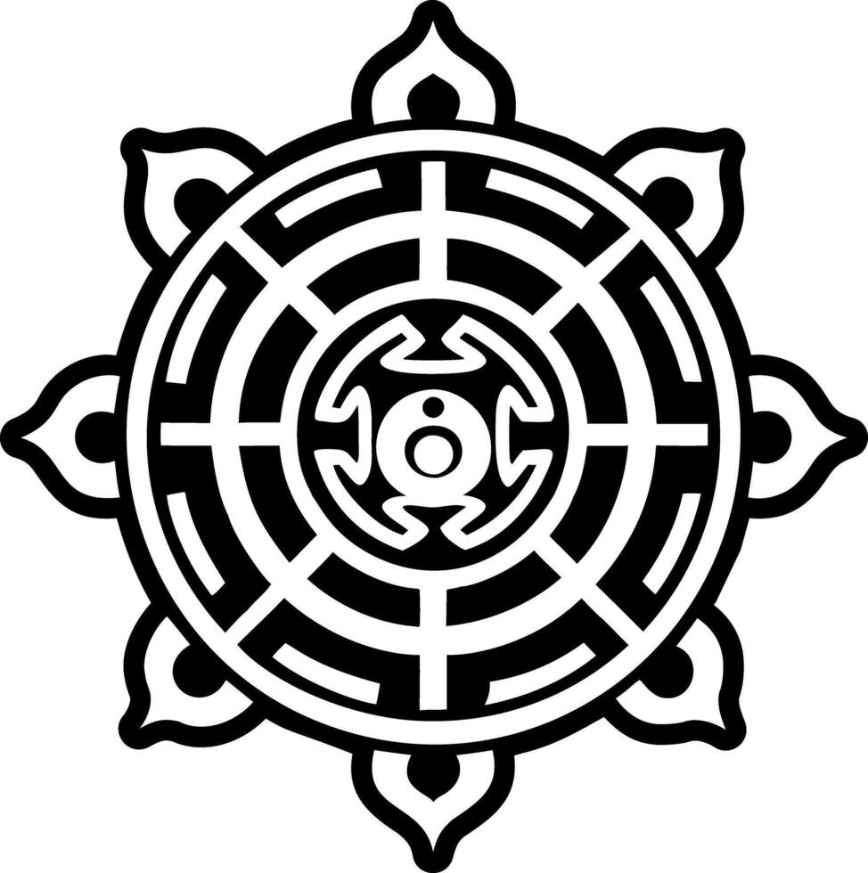 A filled style icon of karma wheel symbol vector