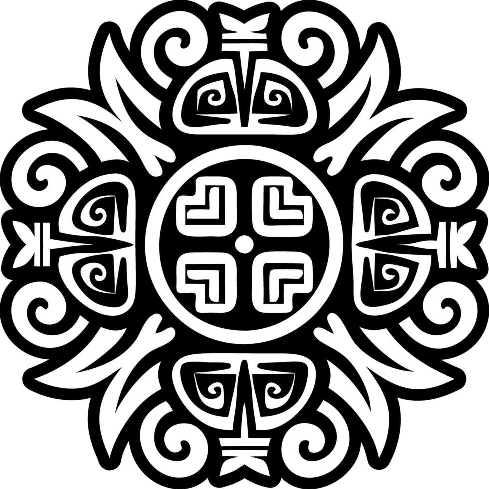 A glyph style icon of aztec pattern tattoo vector