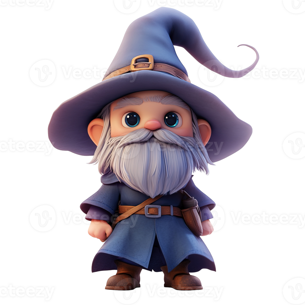 A friendly cartoon wizard with a large gray beard is smiling png