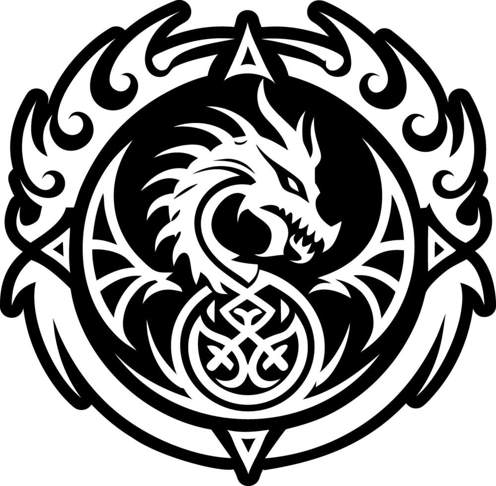 A solid style icon of primordial dragon symbol vector