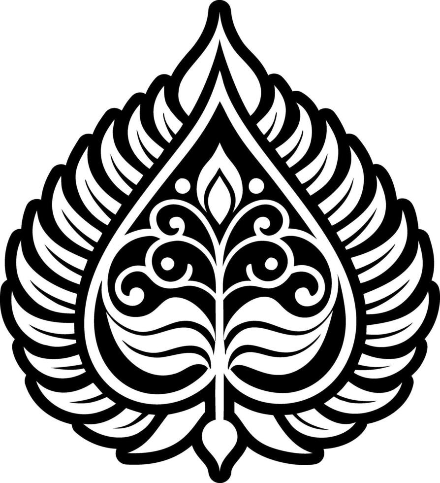 A solid style icon of bodhi leaf tattoo vector