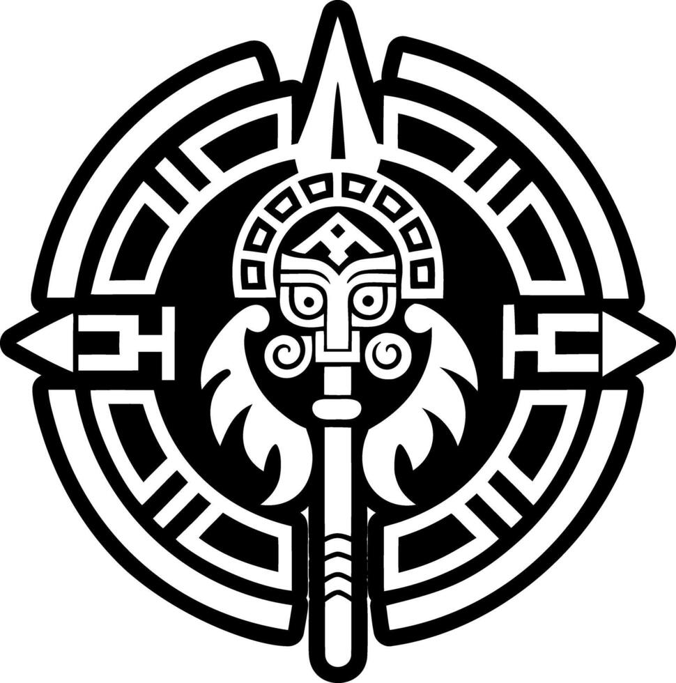 A glyph style icon of aztec spear tattoo vector