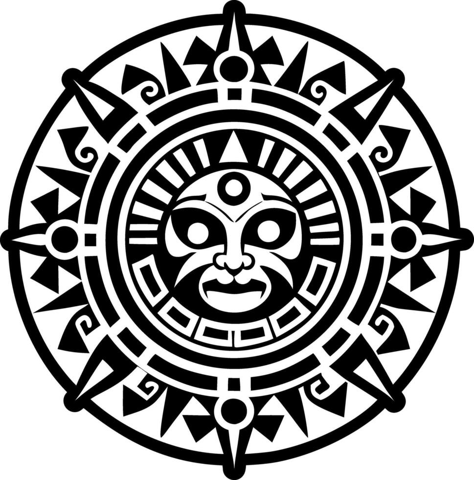 A glyph style icon of aztec sun symbol vector