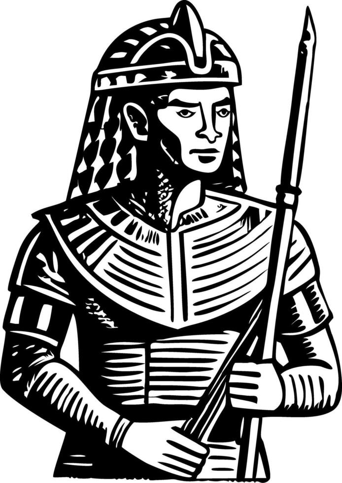 Ancient egyptian warrior with spear vector