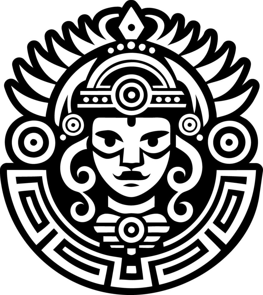 A filled style icon of aztec goddess tattoo vector