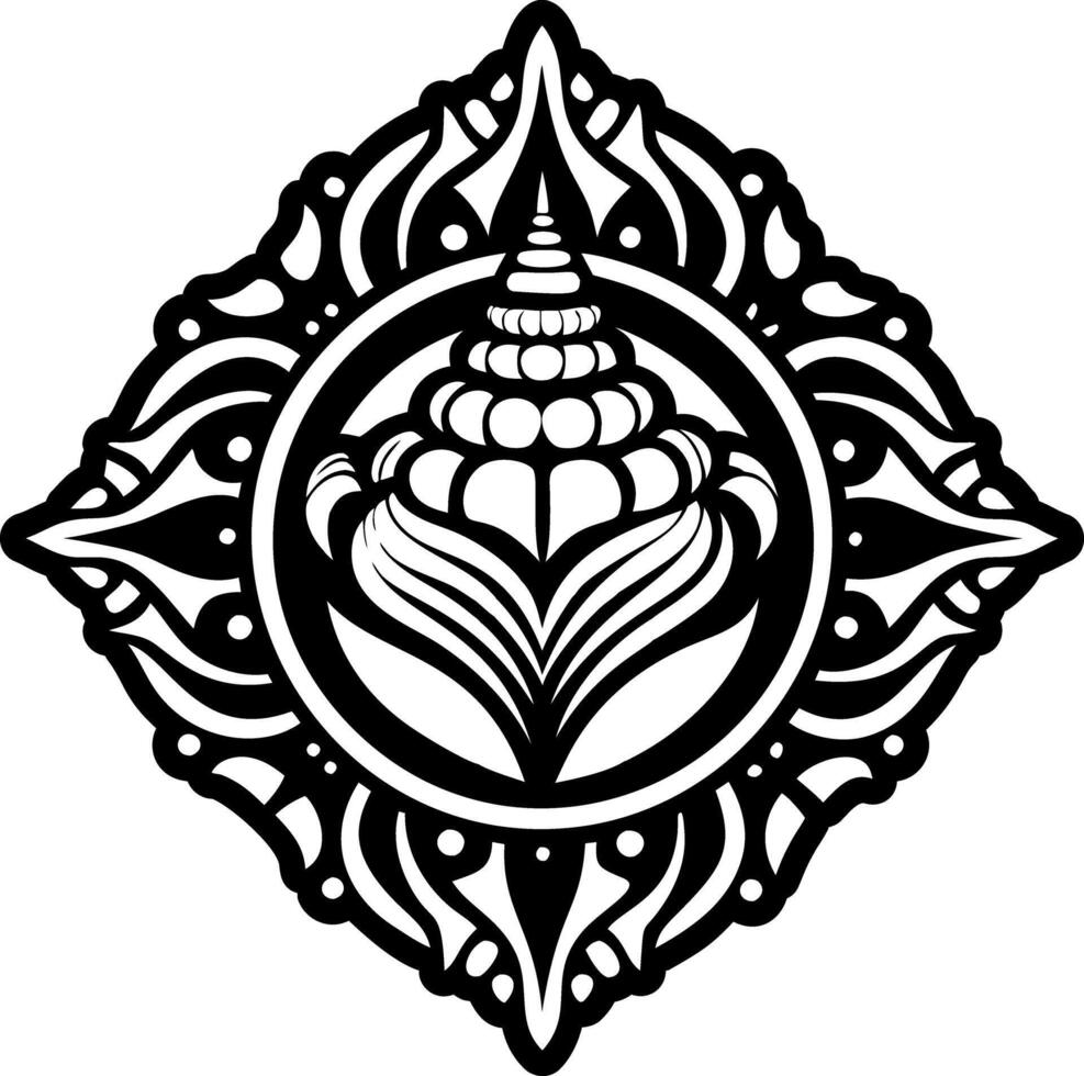 A solid style icon of conch tattoo vector