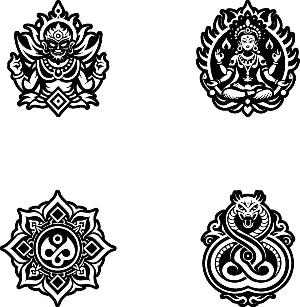 Four different designs of the hindu god vector