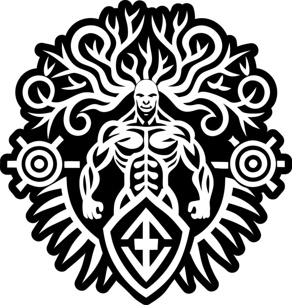 A glyph style icon of nature guardian symbol vector