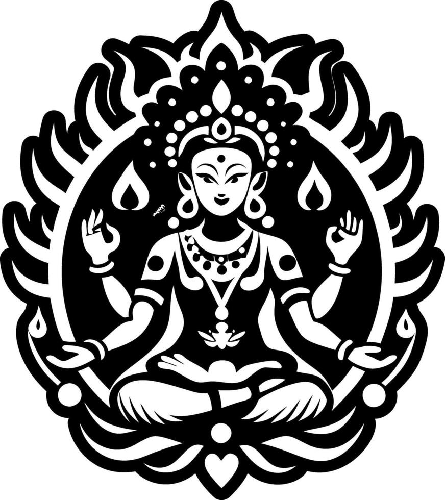 A glyph style icon of tibetan deity tattoo vector