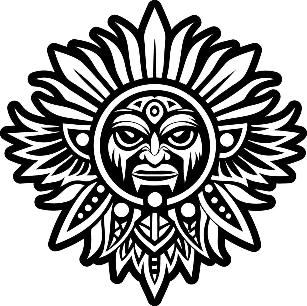 A filled style icon of sun totem tattoo vector