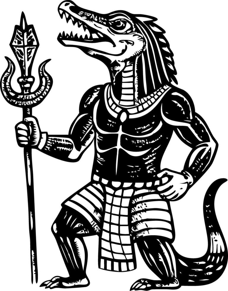 Ancient egyptian crocodile with spear vector