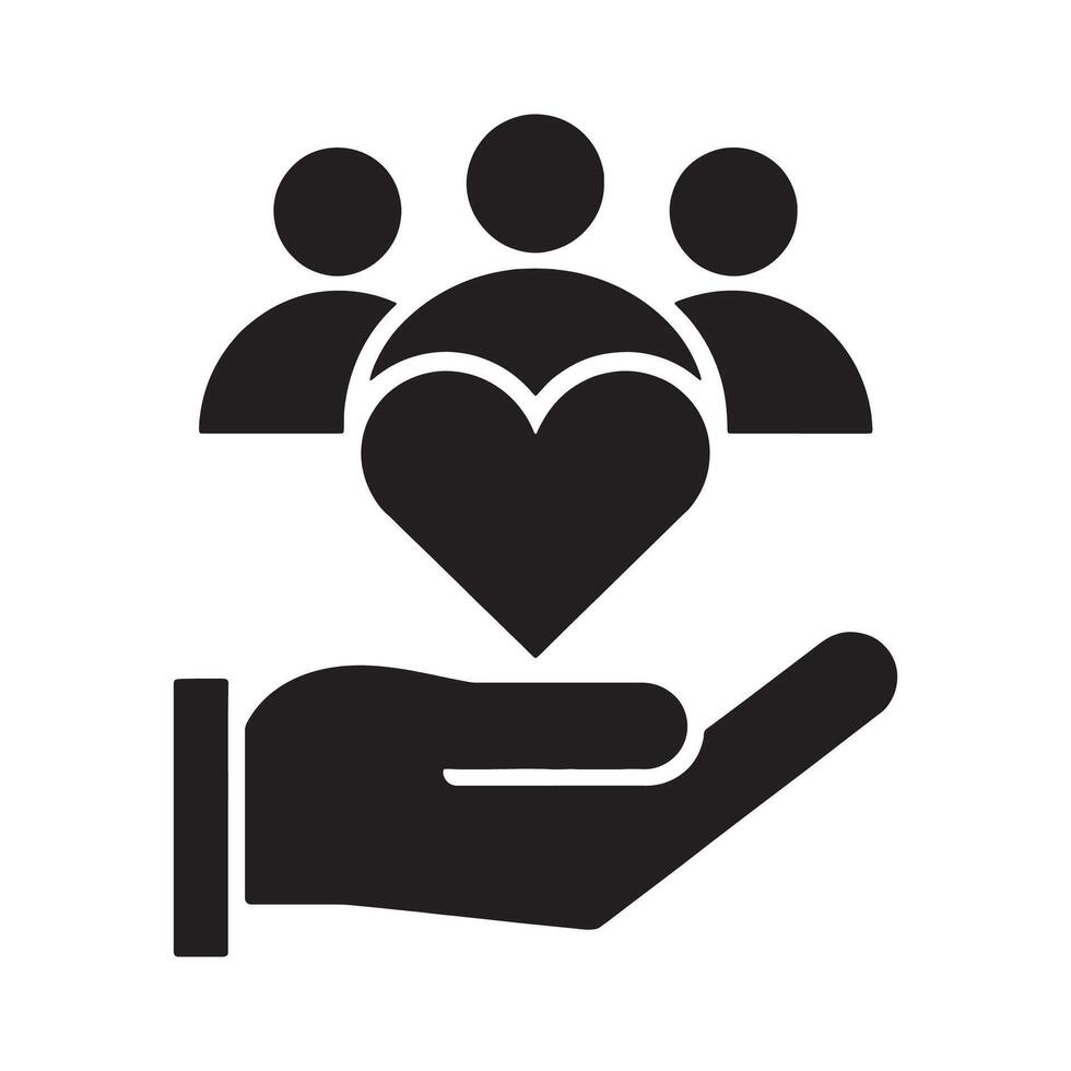 Hand Holding Heart with People Icons Representing Care and Support Editable Illustration Isolated on a White Background for Digital Use vector