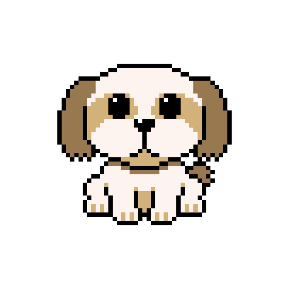Pixel art a cute shih tzu dog in retro style vector