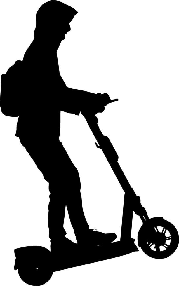 Silhouette a white background of a people on electric scooter vector